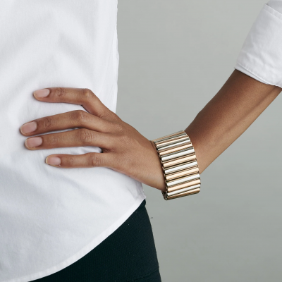 Bi Color Gold Cylinder Bracelet