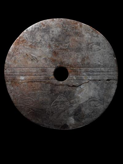 Bi Disc Engraved with Birds Fish and Taotie Masks