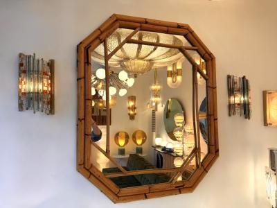 Biancardi Jordan Pair of Hammered Glass Silver Iron Sconces by Biancardi Italy 1970s