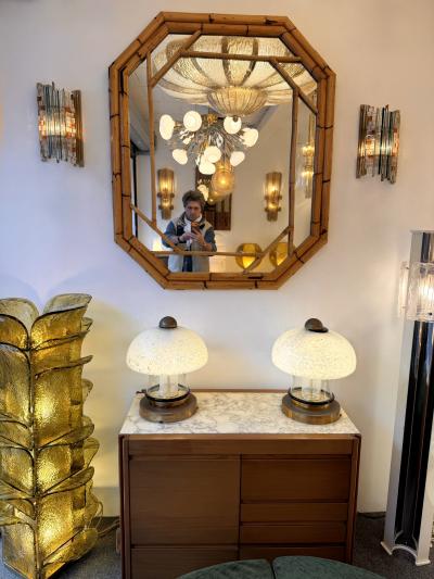 Biancardi Jordan Pair of Hammered Glass Silver Iron Sconces by Biancardi Italy 1970s