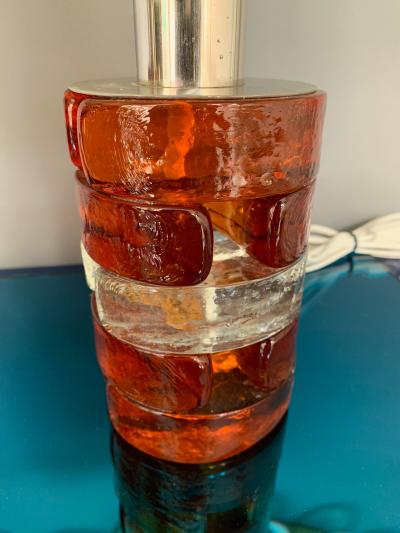 Biancardi Jordan Pair of Pressed Glass and metal Lamps by Biancardi Italy 1970s