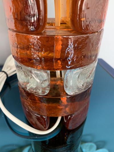 Biancardi Jordan Pair of Pressed Glass and metal Lamps by Biancardi Italy 1970s