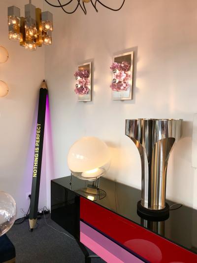 Biancardi Jordan Pair of Sconces Pressed Glass by Biancardi and Jordan Arte Italy 1970