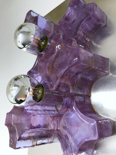 Biancardi Jordan Pair of Sconces Pressed Glass by Biancardi and Jordan Arte Italy 1970