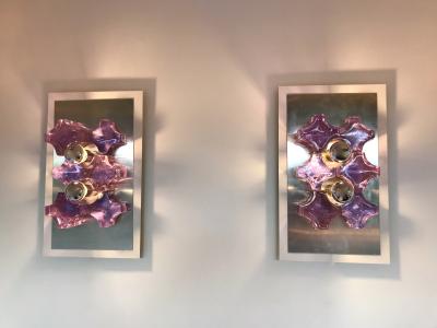 Biancardi Jordan Pair of Sconces Pressed Glass by Biancardi and Jordan Arte Italy 1970