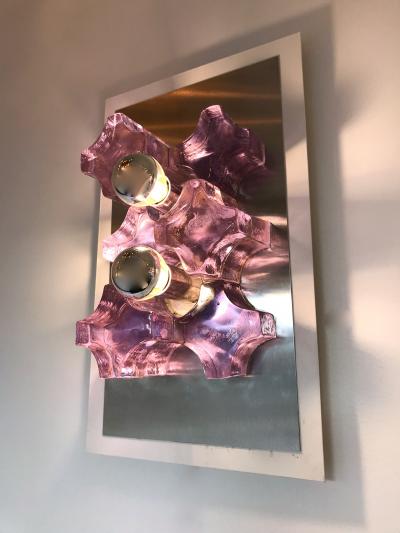 Biancardi Jordan Pair of Sconces Pressed Glass by Biancardi and Jordan Arte Italy 1970