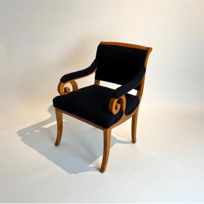 Biedermeier Armchair Solid Beech Black Boucle South Germany circa 1830