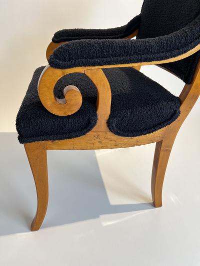Biedermeier Armchair Solid Beech Black Boucle South Germany circa 1830