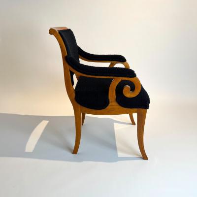 Biedermeier Armchair Solid Beech Black Boucle South Germany circa 1830