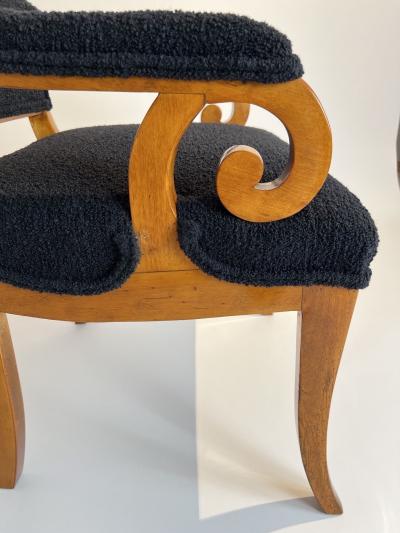 Biedermeier Armchair Solid Beech Black Boucle South Germany circa 1830