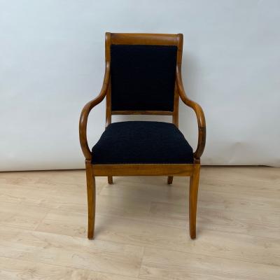 Biedermeier Armchair Walnut Black Boucle South Germany circa 1835