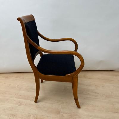 Biedermeier Armchair Walnut Black Boucle South Germany circa 1835