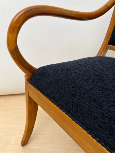Biedermeier Armchair Walnut Black Boucle South Germany circa 1835