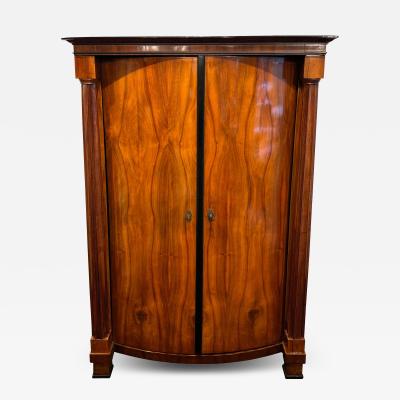 Biedermeier Armoire Walnut Veneer Full Columns Vienna Austria circa 1825