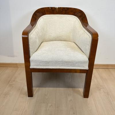 Biedermeier Bergere Chair Walnut Creme Velvet Austria circa 1840
