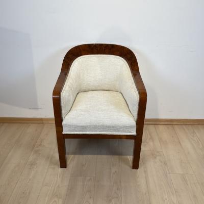 Biedermeier Bergere Chair Walnut Creme Velvet Austria circa 1840