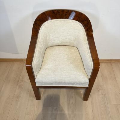 Biedermeier Bergere Chair Walnut Creme Velvet Austria circa 1840
