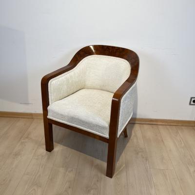 Biedermeier Bergere Chair Walnut Creme Velvet Austria circa 1840