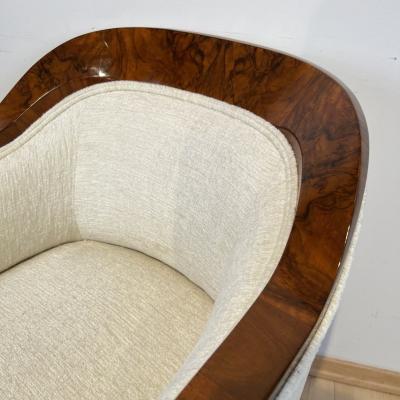 Biedermeier Bergere Chair Walnut Creme Velvet Austria circa 1840