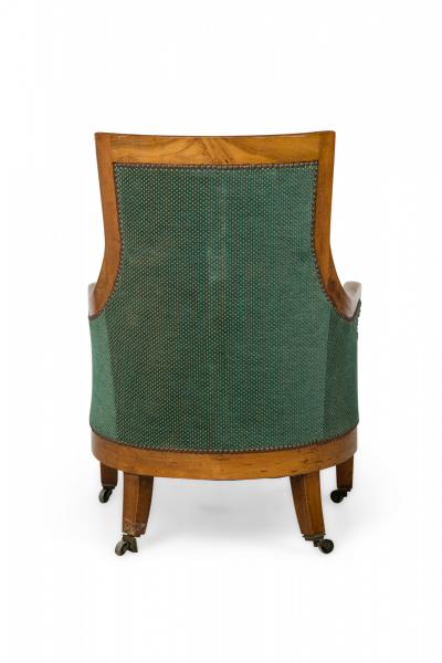 Biedermeier Birch Veneer Green Upholstered Bergere Armchair