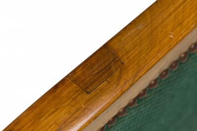 Biedermeier Birch Veneer Green Upholstered Bergere Armchair