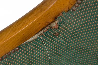 Biedermeier Birch Veneer Green Upholstered Bergere Armchair