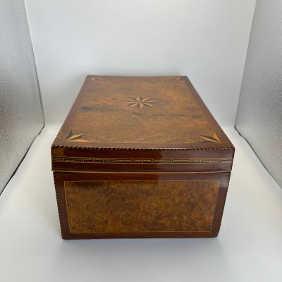 Biedermeier Box Mahogany Burlwood Oak Inlays South Germany circa 1840