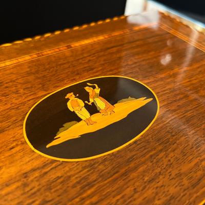 Biedermeier Box Walnut on Oak Inlays South Germany circa 1850