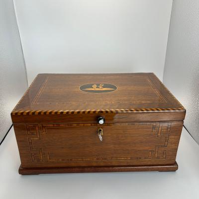 Biedermeier Box Walnut on Oak Inlays South Germany circa 1850