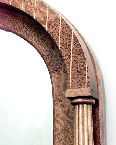 Biedermeier Burl Ash Inlaid Wall Mirror