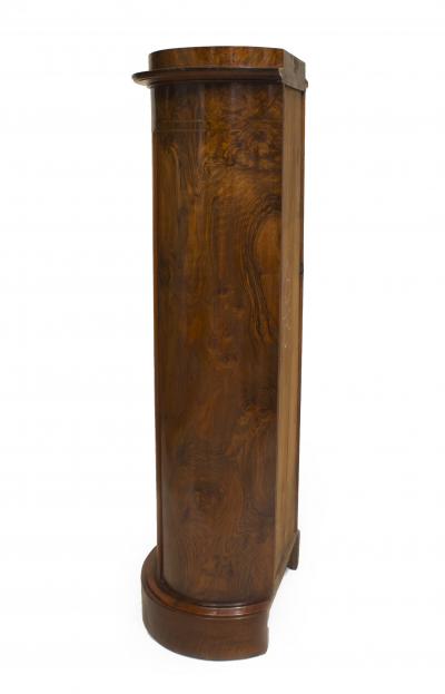 Biedermeier Burl Walnut Pedestal Cabinet