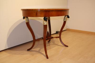 Biedermeier Center Table Cherry Veneer Ebonized Gold Leaf Austria circa 1820