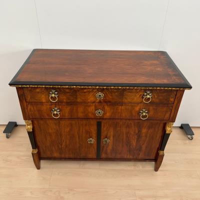 Biedermeier Chest Walnut Veneer Cherry Gold Leaf Brass Austria circa 1815