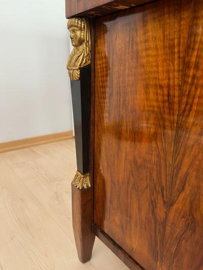 Biedermeier Chest Walnut Veneer Cherry Gold Leaf Brass Austria circa 1815