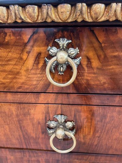 Biedermeier Chest Walnut Veneer Cherry Gold Leaf Brass Austria circa 1815