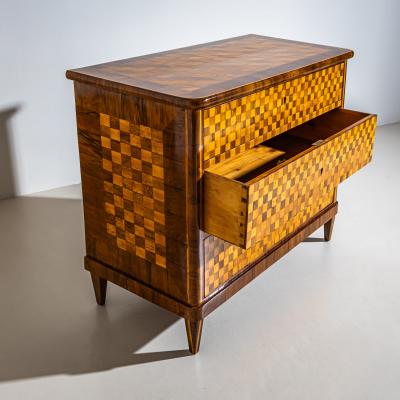 Biedermeier Chest of Drawers with Checkerboard Veneer Pattern Germany