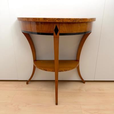 Biedermeier Demi Lune Console Cherrywood Birch Burl Franconia circa 1830