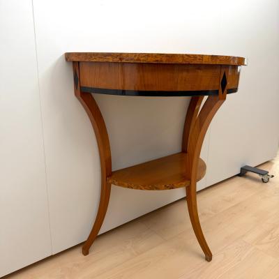 Biedermeier Demi Lune Console Cherrywood Birch Burl Franconia circa 1830