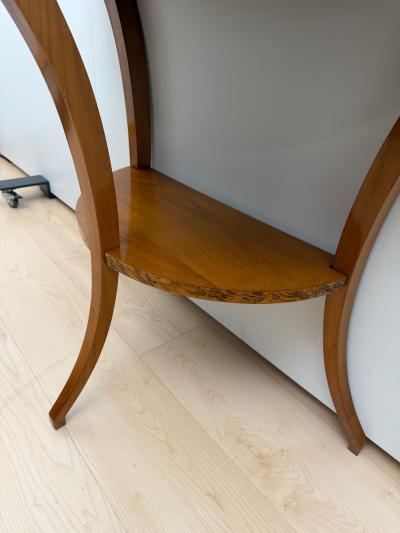 Biedermeier Demi Lune Console Cherrywood Birch Burl Franconia circa 1830