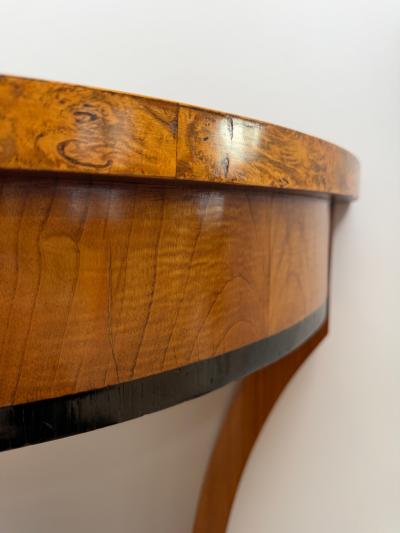 Biedermeier Demi Lune Console Cherrywood Birch Burl Franconia circa 1830