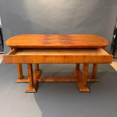 Biedermeier Desk Cherry Veneer Six Columns Austria circa 1830