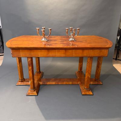 Biedermeier Desk Cherry Veneer Six Columns Austria circa 1830