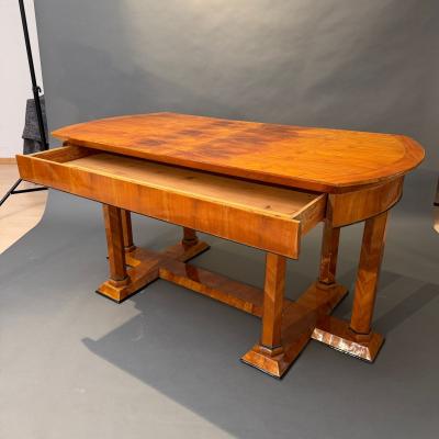 Biedermeier Desk Cherry Veneer Six Columns Austria circa 1830