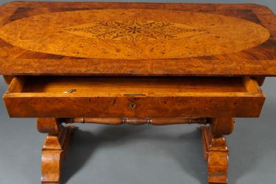 Biedermeier Desk with Burl and Inlay