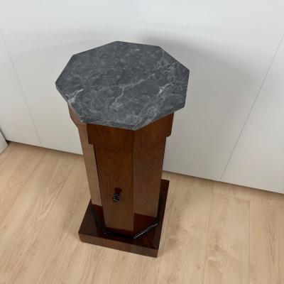 Biedermeier Drum Cabinet Walnut Veneer Marble France circa 1830