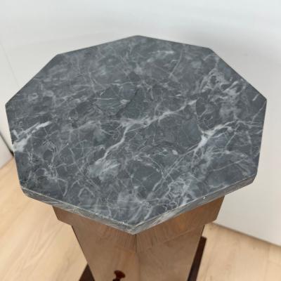 Biedermeier Drum Cabinet Walnut Veneer Marble France circa 1830