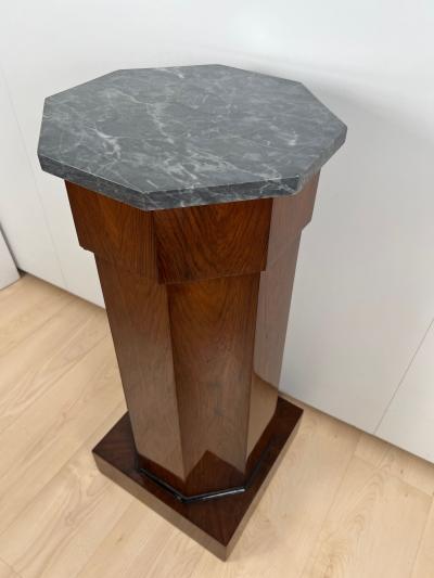 Biedermeier Drum Cabinet Walnut Veneer Marble France circa 1830