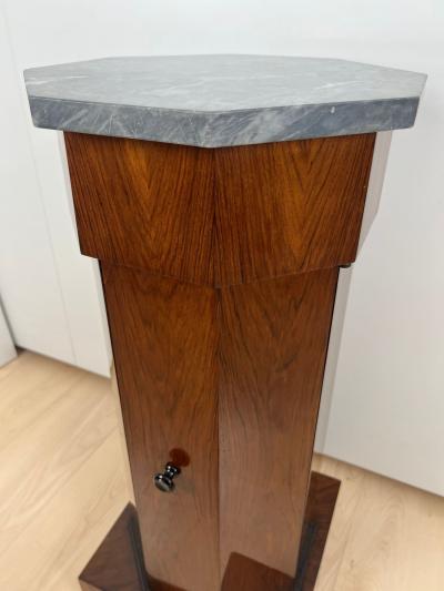 Biedermeier Drum Cabinet Walnut Veneer Marble France circa 1830