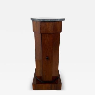 Biedermeier Drum Cabinet Walnut Veneer Marble France circa 1830
