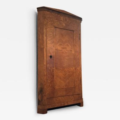 Biedermeier Elm Corner Cupboard 1830